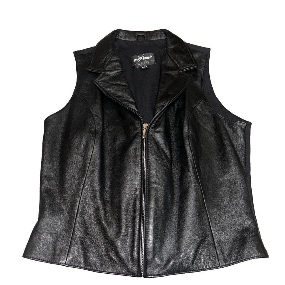 Wilson’s Leather Maxima Vintage Y2K Black Zip Up Vest Bikercore Large